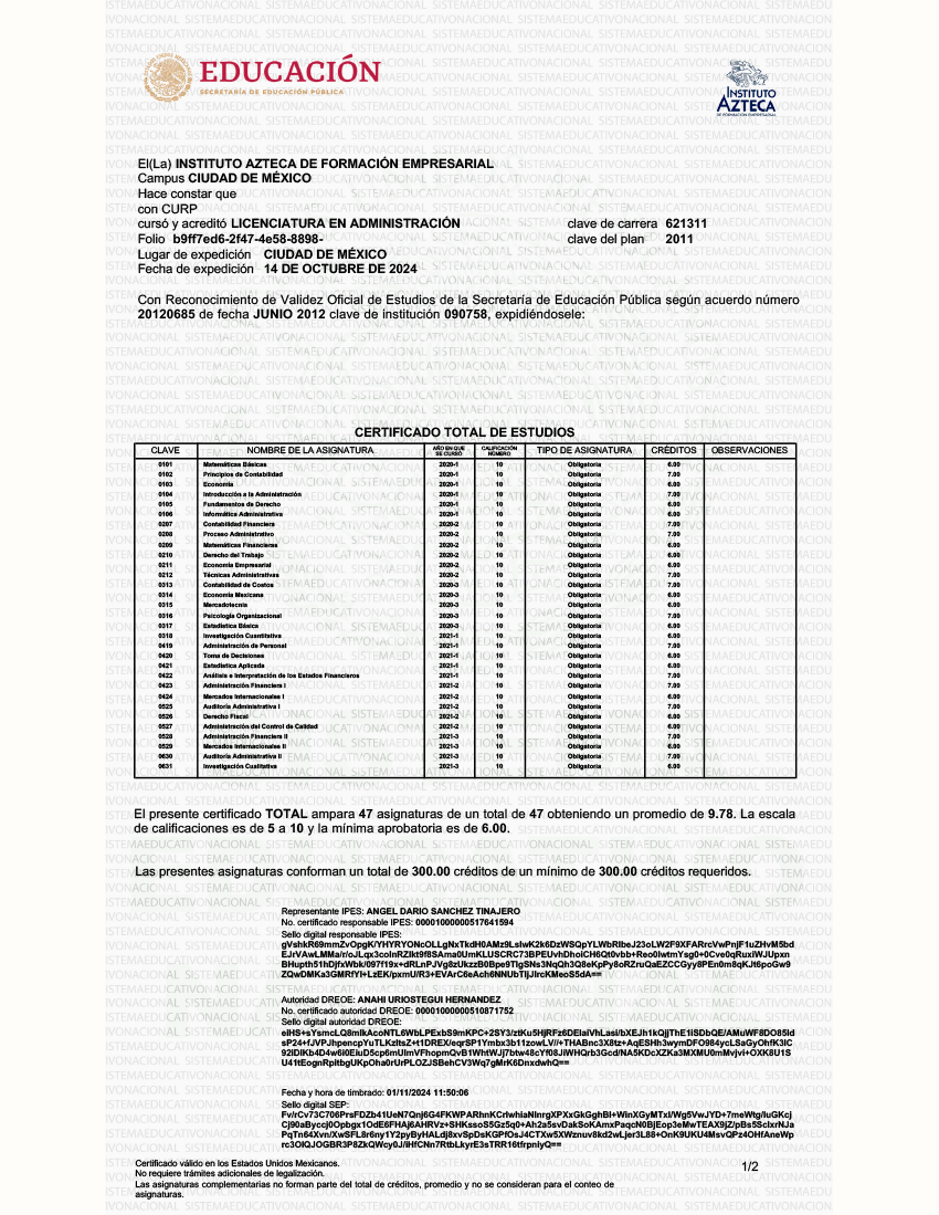 Ejemplo certificado federal